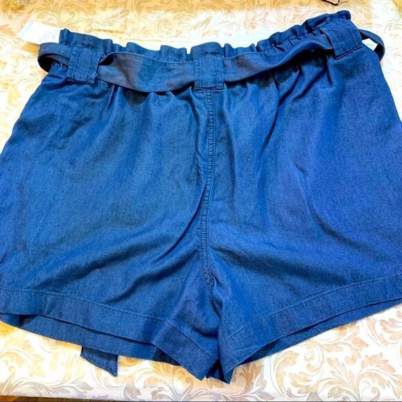Time and Tru High Rise Pull On Shorts w/ Belt 100% Lyocell Chambray Size 20 - 22 - Picture 4 of 5